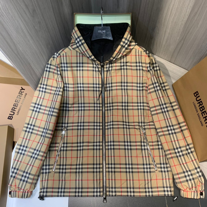 Burberry NIGO Nylon Double-Sided Hooded Plaid Stripe Jacket #nigo57165