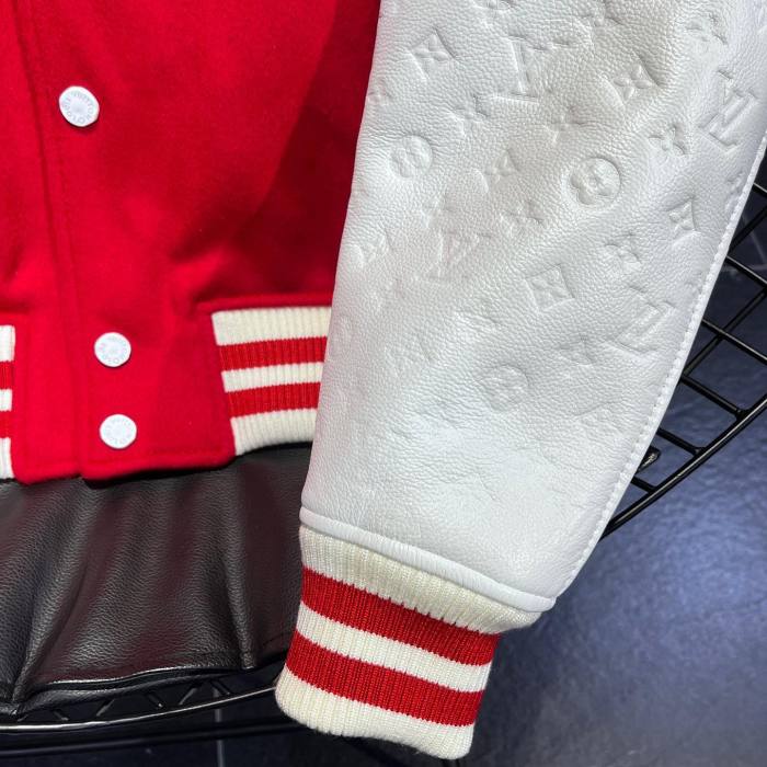 Louis Vuitton NIGO Wool Baseball Jersey Leather Jacket #nigo94432