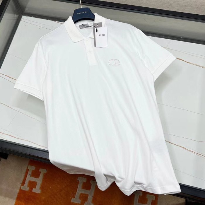 DIOR Solid Embroidered Logo Short Sleeve Polo Shirt #nigo4826