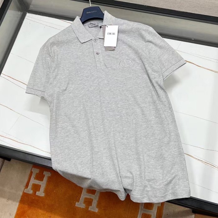 DIOR Solid Embroidered Logo Short Sleeve Polo Shirt #nigo4826