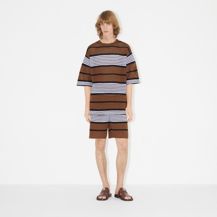 Burberry NIGO Striped Loose Hollow Summer Short Sleeve T-shirt Shorts Set Suit #nigo94475