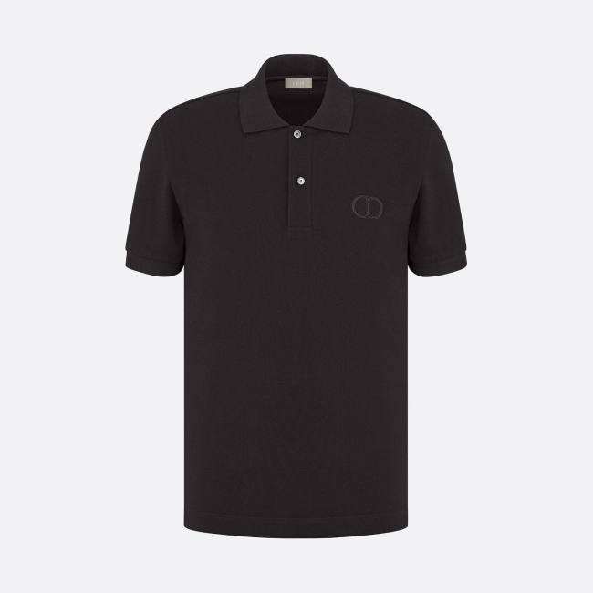 DIOR Solid Embroidered Logo Short Sleeve Polo Shirt #nigo4826
