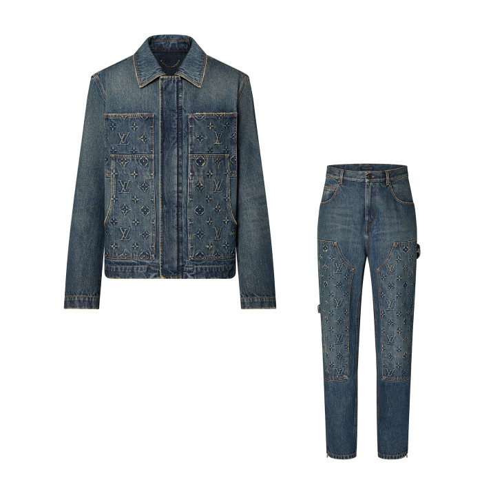 LouisVuitton Spring And Autumn Long Sleeved Denim Coat and Pants Set #nigo94515