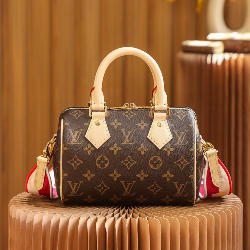 louis  NIGO Printed Logo Adjustable Embroidered Shoulder Strap Canvas And Leather Crossbody Bag Shoulder Bag #nigo51245