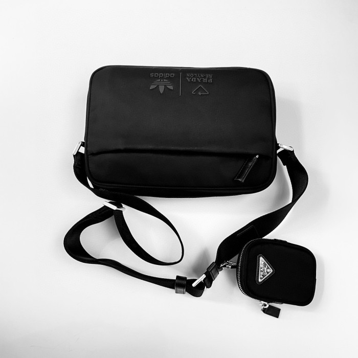 PRADA NIGO Black Canvas Large Capacity Crossbody Bag #nigo57489