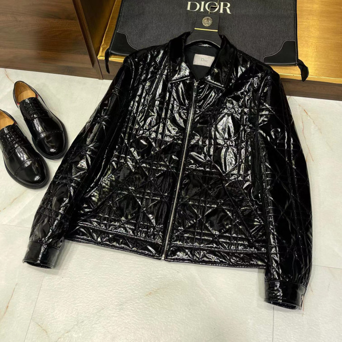 Dior NIGO Leather Zipper Jacket #nigo3421
