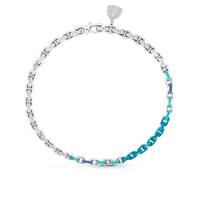 Louis Vuitton NIGO Blue Splice Necklace Bracelet Set Box #nigo84123