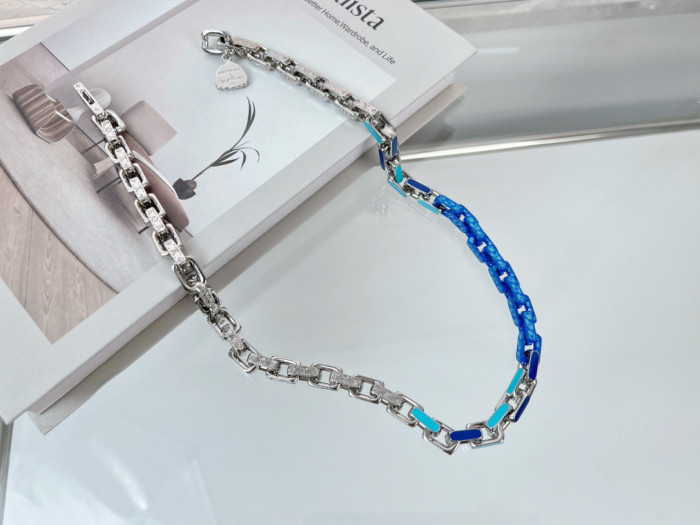 Louis Vuitton NIGO Blue Splice Necklace Bracelet Set Box #nigo84123