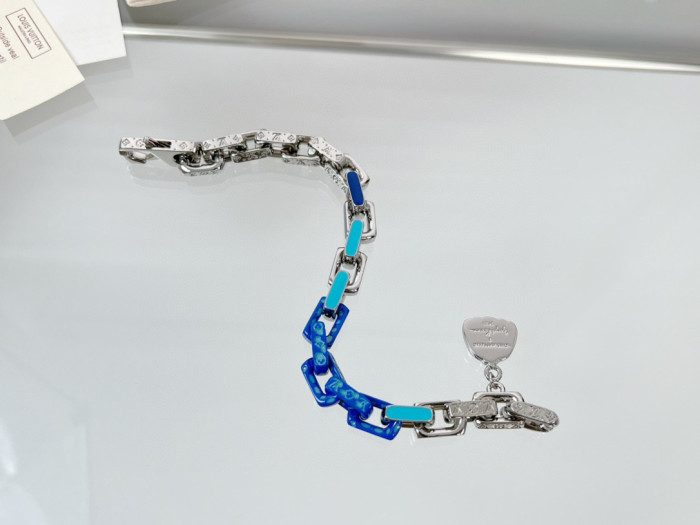 Louis Vuitton NIGO Blue Splice Necklace Bracelet Set Box #nigo84123