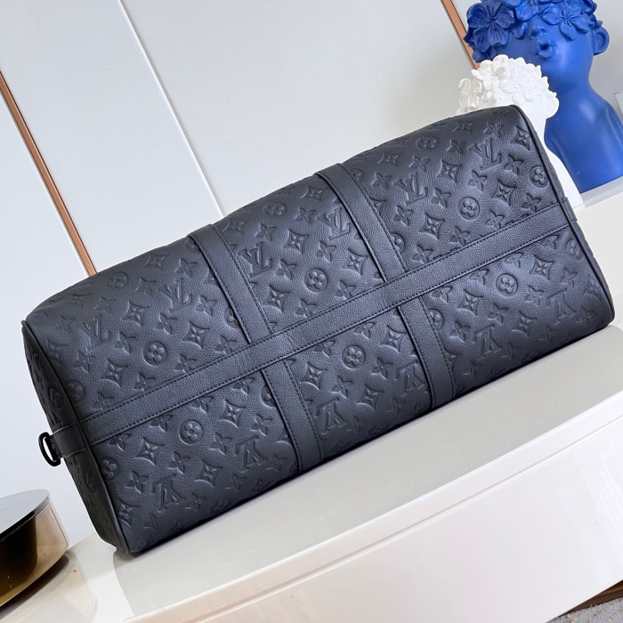 Louis Vuitton NIGO Matte Black Leather Handbag Keepall Bag #nigo94619