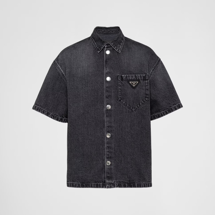 Prada NIGO Denim Short Sleeved Button Up Shirt Jacket #nigo94691
