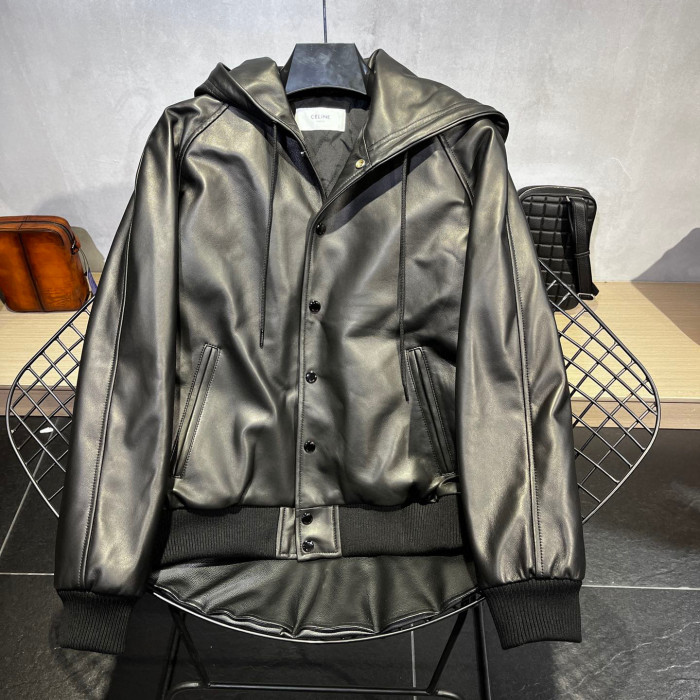 Celine Hooded Leather Jacket Coat #nigo94596
