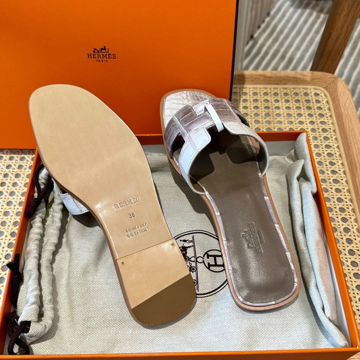 Hermes NIGO Leather Flat Bottomed Slippers #nigo57675