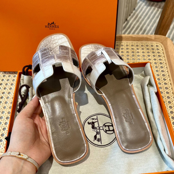 Hermes NIGO Leather Flat Bottomed Slippers #nigo57675