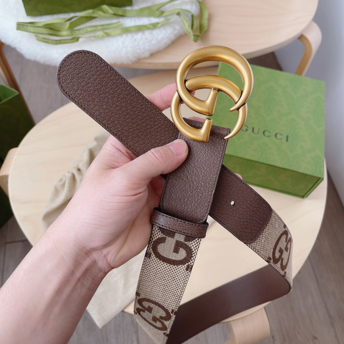 GUCCI Leather Canvas Buckle Belt #nigo59336