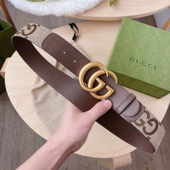 GUCCI Leather Canvas Buckle Belt #nigo59336