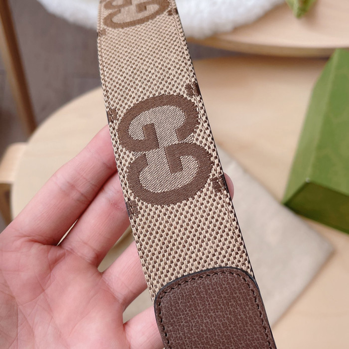 GUCCI Leather Canvas Buckle Belt #nigo59336