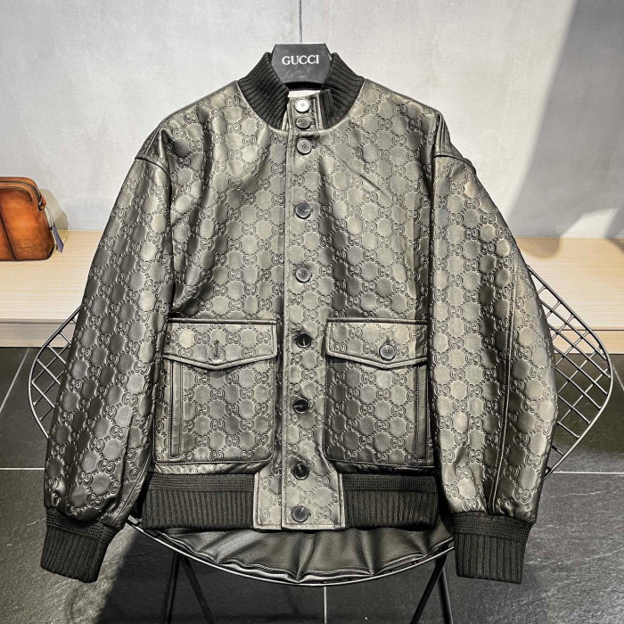 Gucci Dark Printed Button Leather Jacket #nigo94781