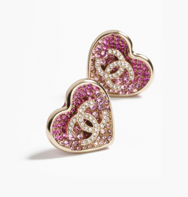 Chanel NIGO Pink Love Shiny Diamond Earrings #nigo84146