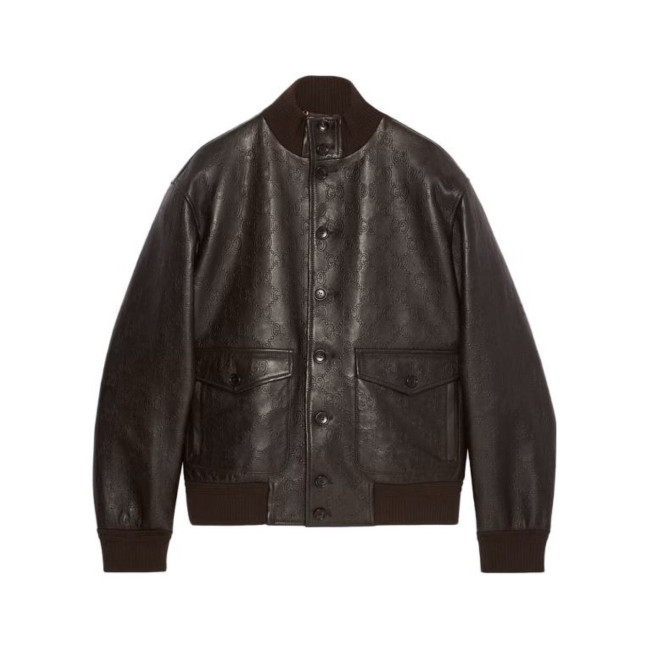 Gucci Dark Printed Button Leather Jacket #nigo94781