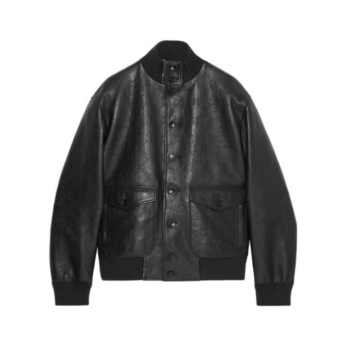 Gucci Dark Printed Button Leather Jacket #nigo94781