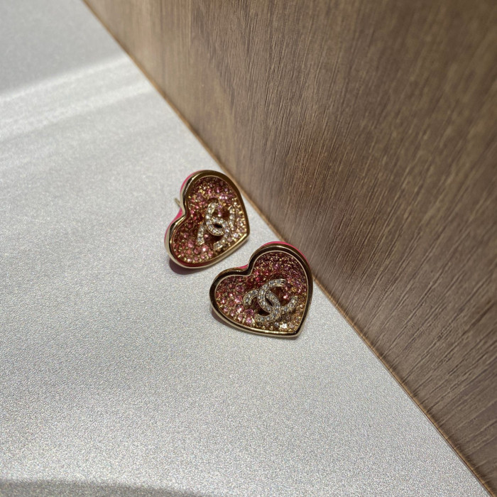 Chanel NIGO Pink Love Shiny Diamond Earrings #nigo84146