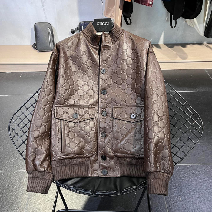 Gucci Dark Printed Button Leather Jacket #nigo94781