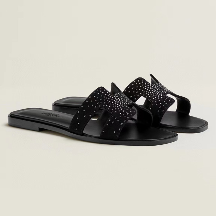 HERMÈS NIGO Women's Leather Slippers Sandals #nigo51515