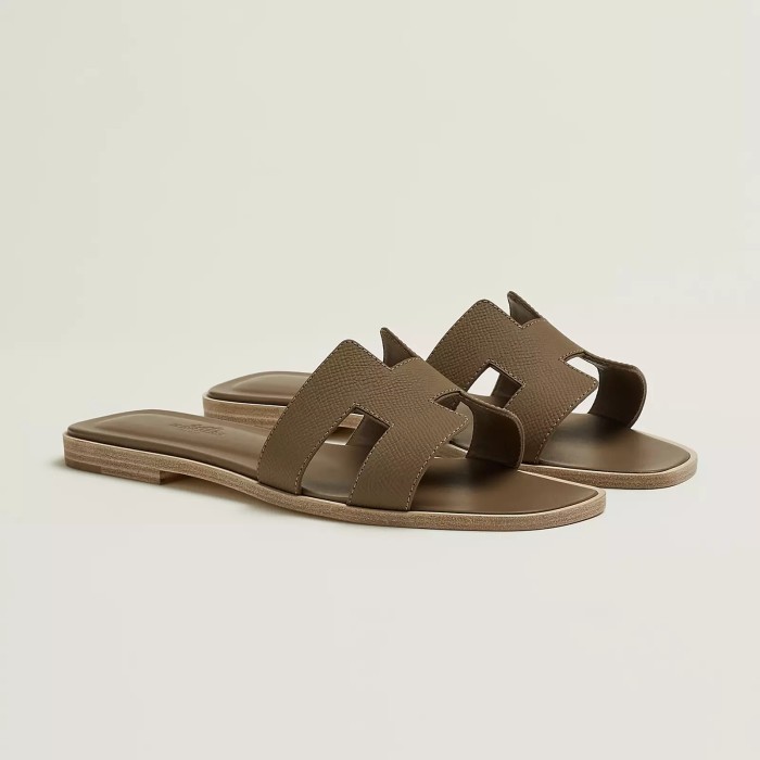 HERMÈS NIGO Women's Leather Slippers Sandals #nigo51515