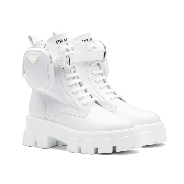 PRADA Leather And Nylon Fabric Booties Boots Shoes #nigo99675