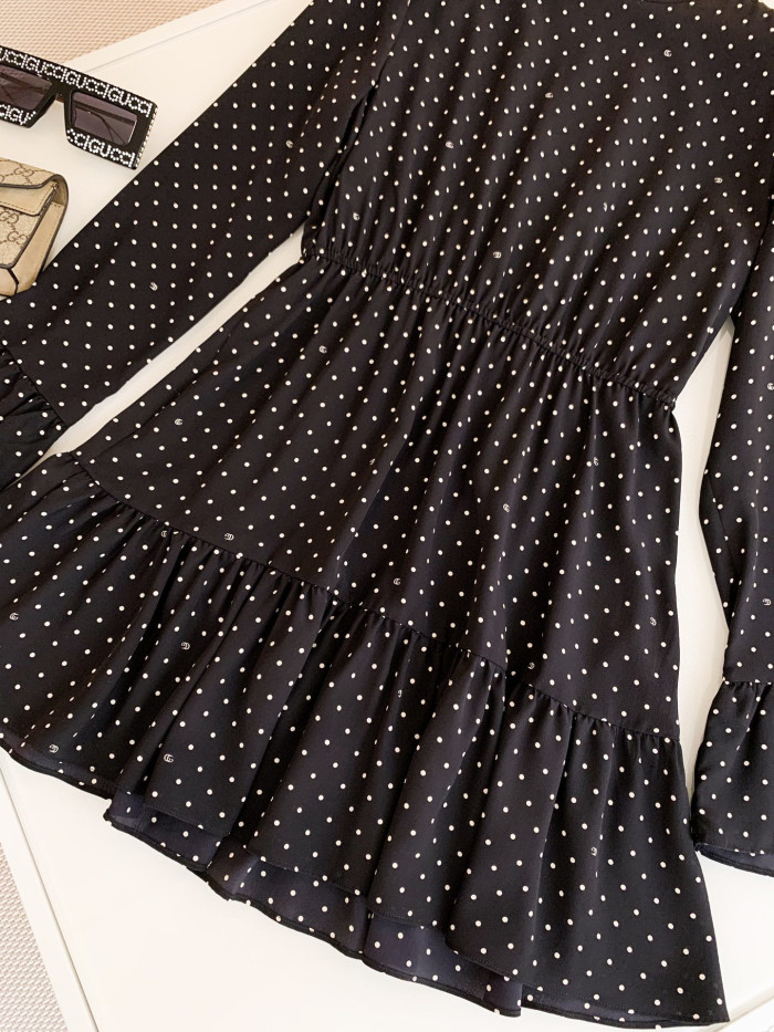 GUCCI NIGO Polka Dots Long Sleeved Dress Short Skirt #nigo29128