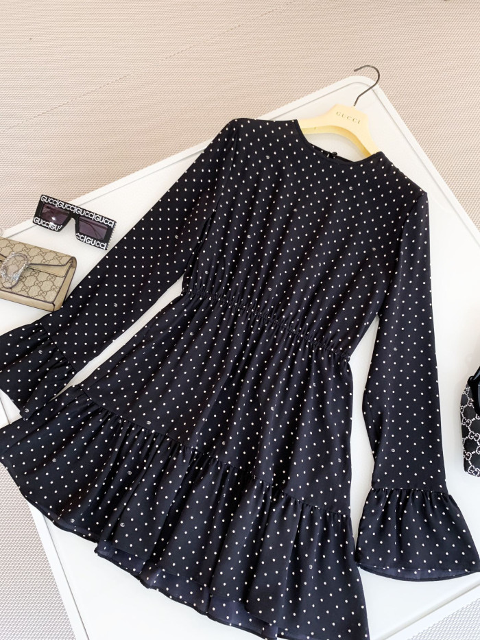 GUCCI NIGO Polka Dots Long Sleeved Dress Short Skirt #nigo29128