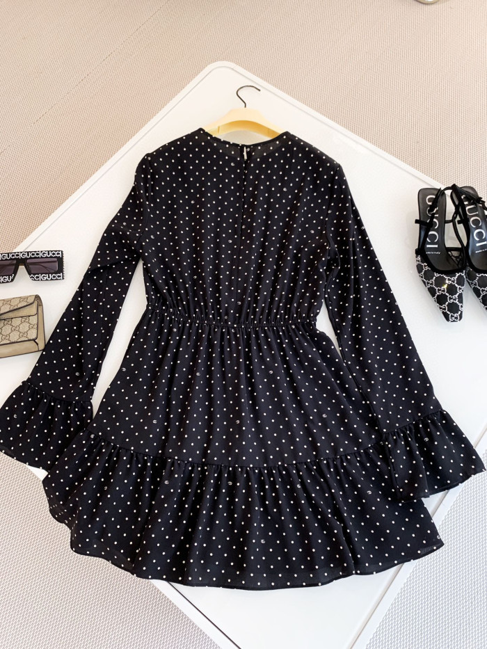 GUCCI NIGO Polka Dots Long Sleeved Dress Short Skirt #nigo29128