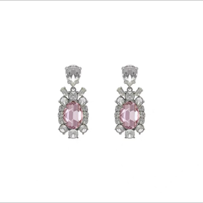 MiuMiu Droplet Hanging Oval Powder Diamond Earrings #nigo89652