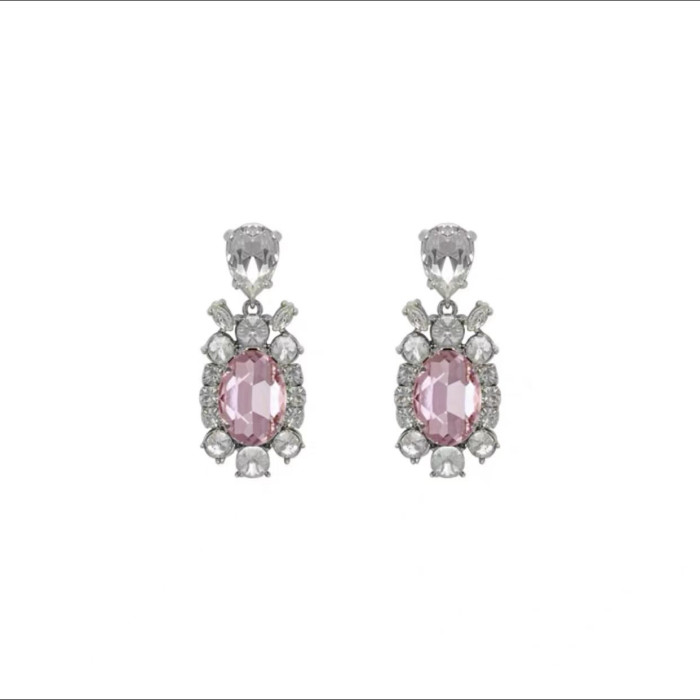 MiuMiu Droplet Hanging Oval Powder Diamond Earrings #nigo89652