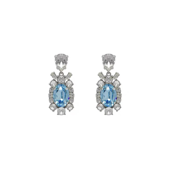 MiuMiu Droplet Hanging Oval Powder Diamond Earrings #nigo89652