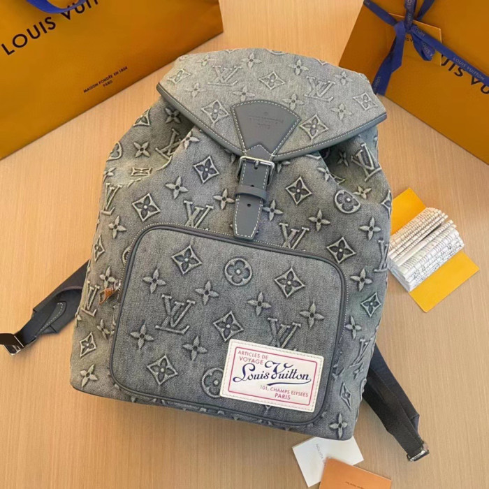 Louis Vuitton Printed Denim Backpack #nigo21254