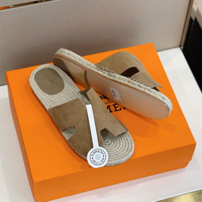 Hermes NIGO Grass Rope Woven Flat Bottomed Slippers #nigo21361