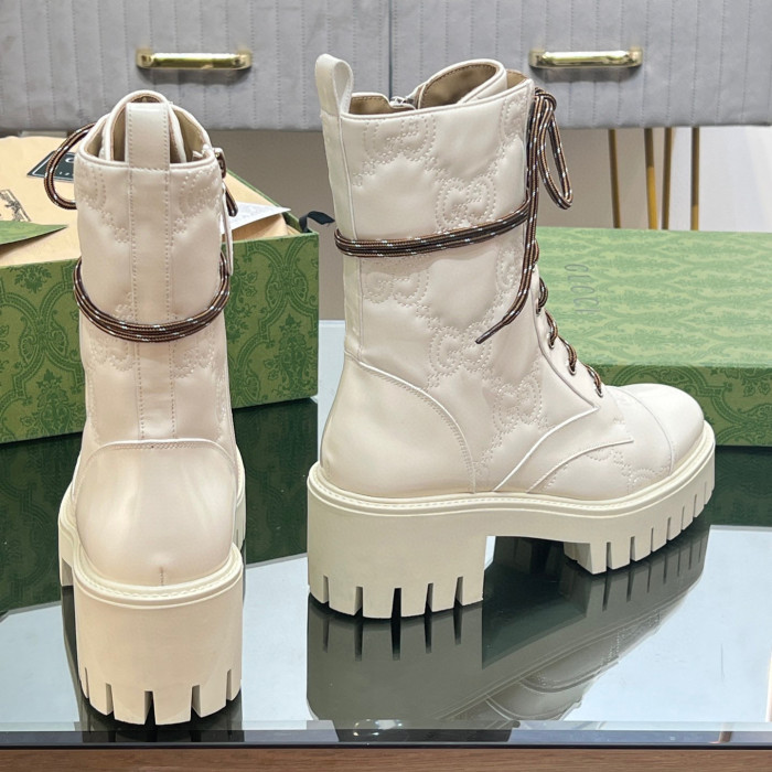 Gucci NIGO White Leather Lace Up Martin Boots #nigo21358