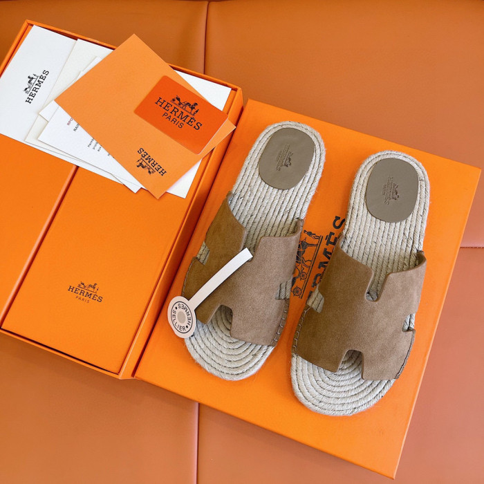 Hermes NIGO Grass Rope Woven Flat Bottomed Slippers #nigo21361