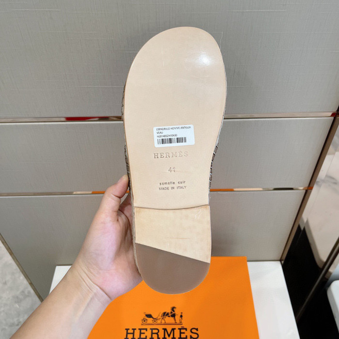 Hermes NIGO Grass Rope Woven Flat Bottomed Slippers #nigo21361