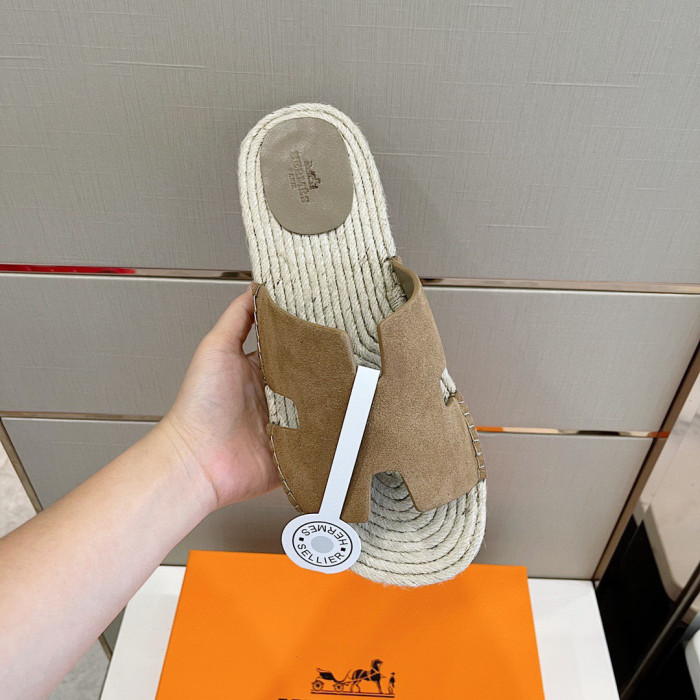 Hermes NIGO Grass Rope Woven Flat Bottomed Slippers #nigo21361
