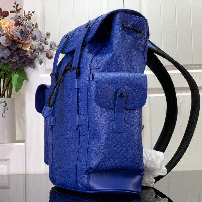 Louis Vuitton NIGO Blue Leather Printed Backpack #nigo21383