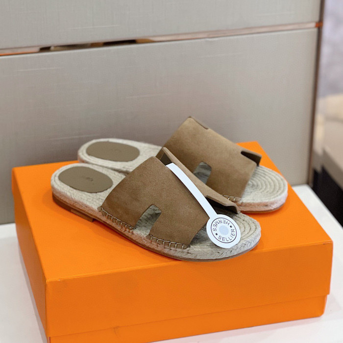 Hermes NIGO Grass Rope Woven Flat Bottomed Slippers #nigo21361