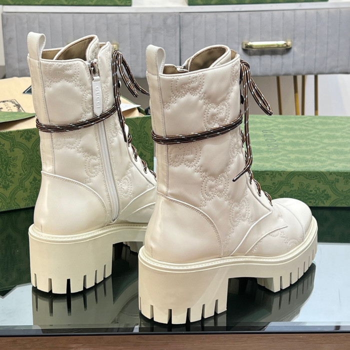 Gucci NIGO White Leather Lace Up Martin Boots #nigo21358