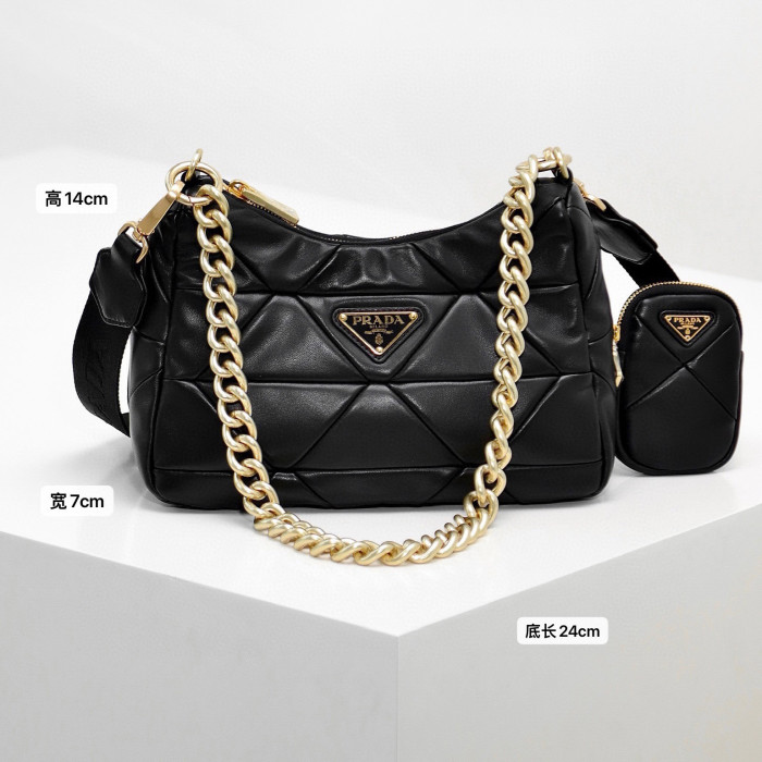 Prada NIGO Chain Leather Underarm Handbag #nigo21419