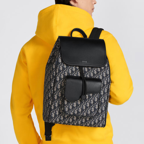 Dior NIGO Black Grained Leather Shoulder Bag #nigo21371