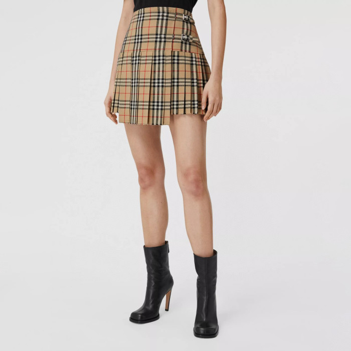 Burberry NIGO Checkered Half Pleated Short Skirt #nigo21398