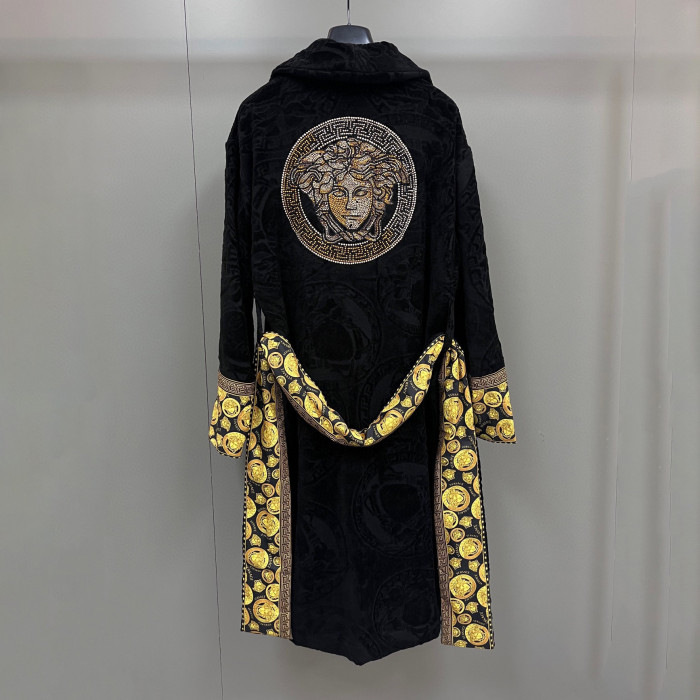VERSACE NIGO Black Long Sleeved Printed Logo Nightgown #nigo94981