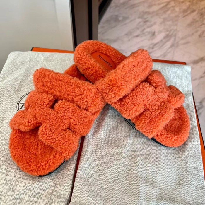 Hermes NIGO Plush Flat Bottomed Slippers #nigo21443